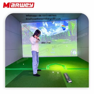 Máquina de Simulação de Golfe Profissional Marwey para Ambientes Internos, Simulador de Golfe Interativo com Projeção para Parques Esportivos