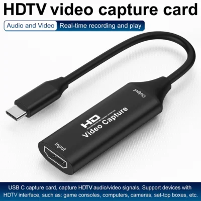 Placa de Captura de Vídeo 4K Compatível com HDMI para Tipo C 2.0, Gravador para PS4, DVD, Filmadora, Câmera, Gravação e Transmissão Ao Vivo