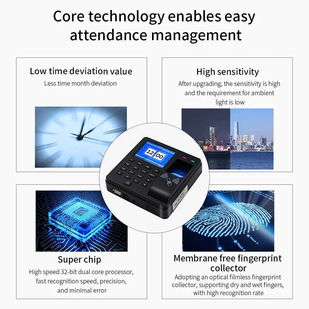 Biometric Fingerprint Access Control Intercom Time Attendance Machine Digital Electric RFID Code System For Door Lock Keys Tags - Image 6