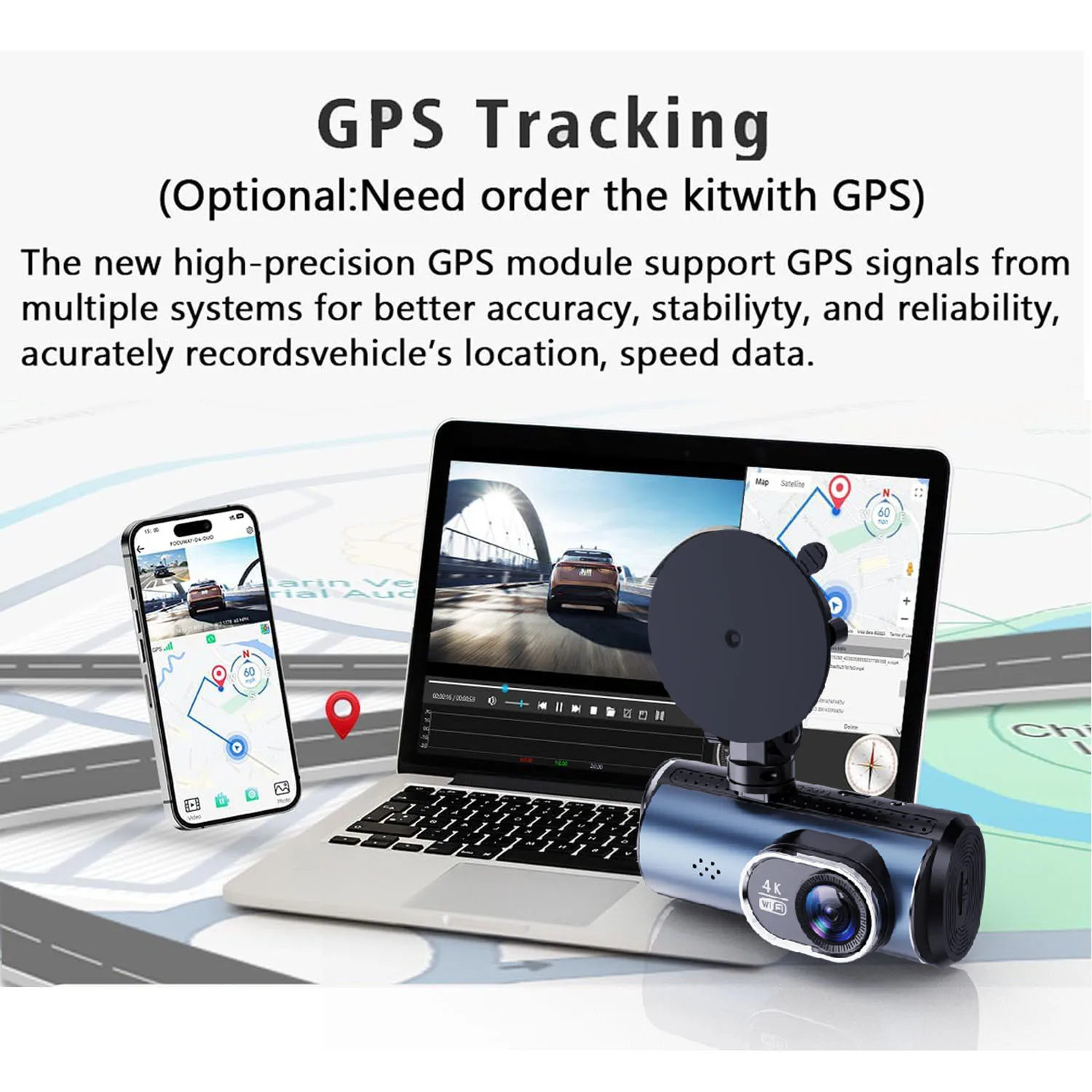 Uhd 4k 2160p ai driver assistência traço cam lente dupla adas wifi gps mini carro dvr 2.5k câmera traseira gravador de unidade de vídeo dashcam - Image 6