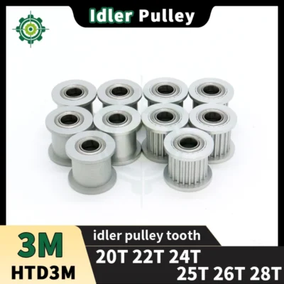 Polea tensora HTD3M 20T 22T 24T 25T 26T 28T 20 dientes 24 dientes 25 dientes 26 dientes 28 dientes rodamiento sin dientes HTD 3M polea tensora