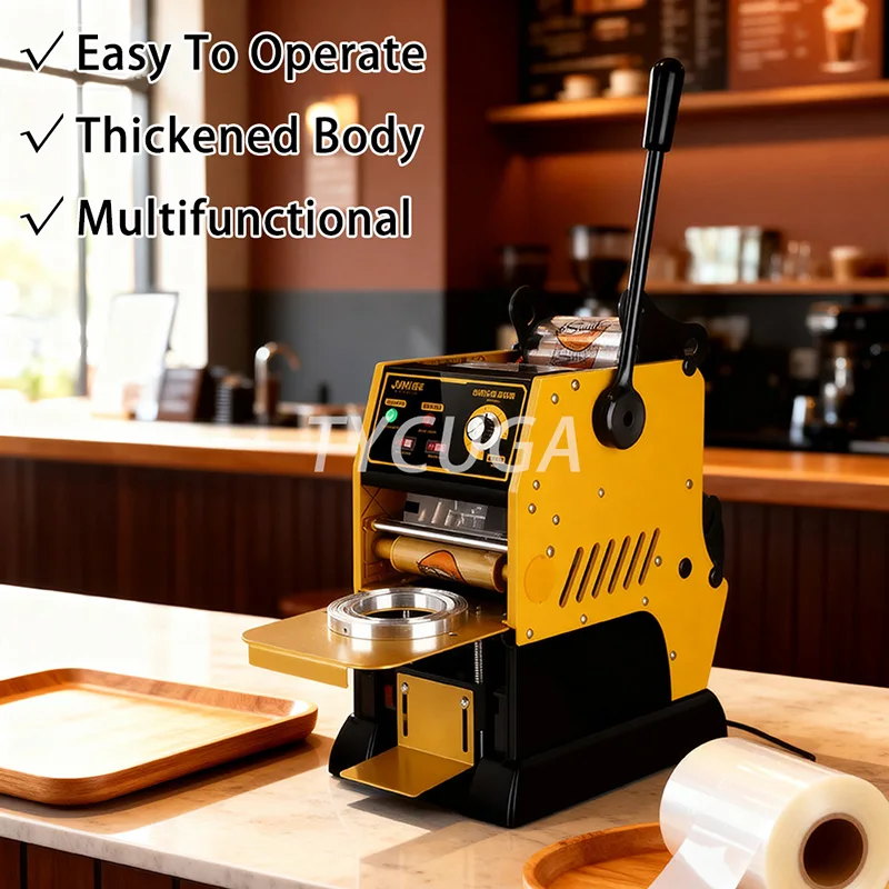 Máquina seladora de copos de 18cm, semiautomática, seladora de bebidas, papel manual/filme plástico, seladora de copos para uso comercial, 220v