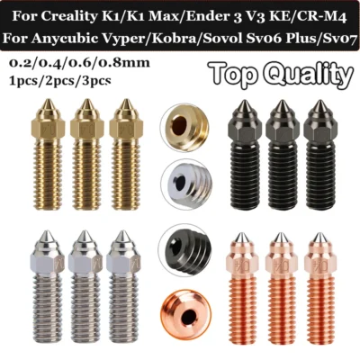 Bicos para creality ender 3 v3 ke/k1/k1 max/ CR-M4 bocal de vulcão bimetálico de aço endurecido banhado a cobre de alta qualidade