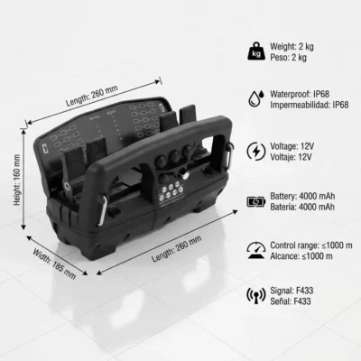 Controlador Proporcional Sem Fio Industrial à Prova d'Água com 4 Joysticks 12V/24V para Controle Remoto de Caminhão e Guindaste