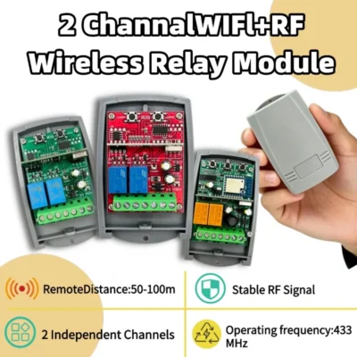 WIFI Garage Door Opener Gate Receiver 2CH 433mhz Universal Fixed Rolling Code Multi Brand Controller Switch Works with Tuya