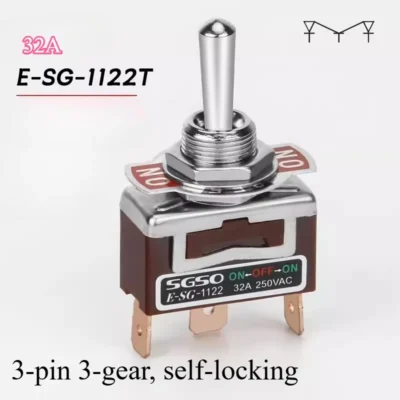 Chave Seletora de Alavanca 1021T/402T/1221T para Soldagem, Tipo Rocker de Perna Reta 1322T/1321/6, Chave Seletora de Potência de 3 Posições/2 Posições, 32A 250V AC