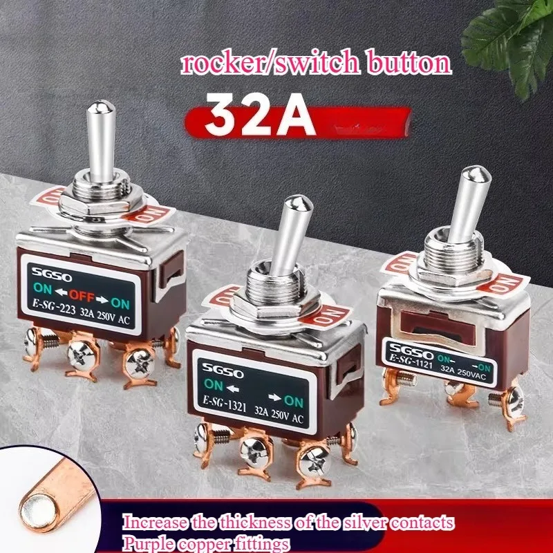 Chave Seletora de Alavanca 1021T/402T/1221T para Soldagem, Tipo Rocker de Perna Reta 1322T/1321/6, Chave Seletora de Potência de 3 Posições/2 Posições, 32A 250V AC - Image 4