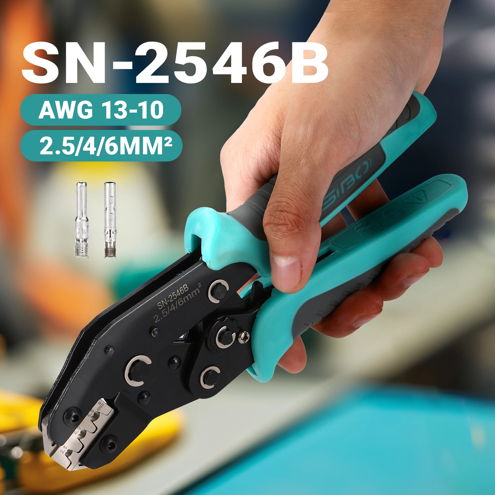 Crimping Pliers for MC4 PV Solar Cable Terminals Solar Photovoltaic Connectors Plier 2.5-6mm² Ratchet Wire Crimper Tool SN-2546B