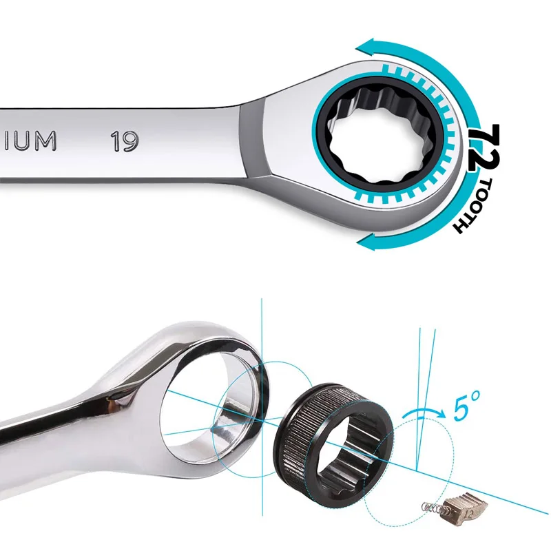 Ratcheting Combination Wrench Set, Open End Spanner, Fit para Garagem, Home DIY Reparação, Manutenção, Caixa de 12 Pontos - Image 3