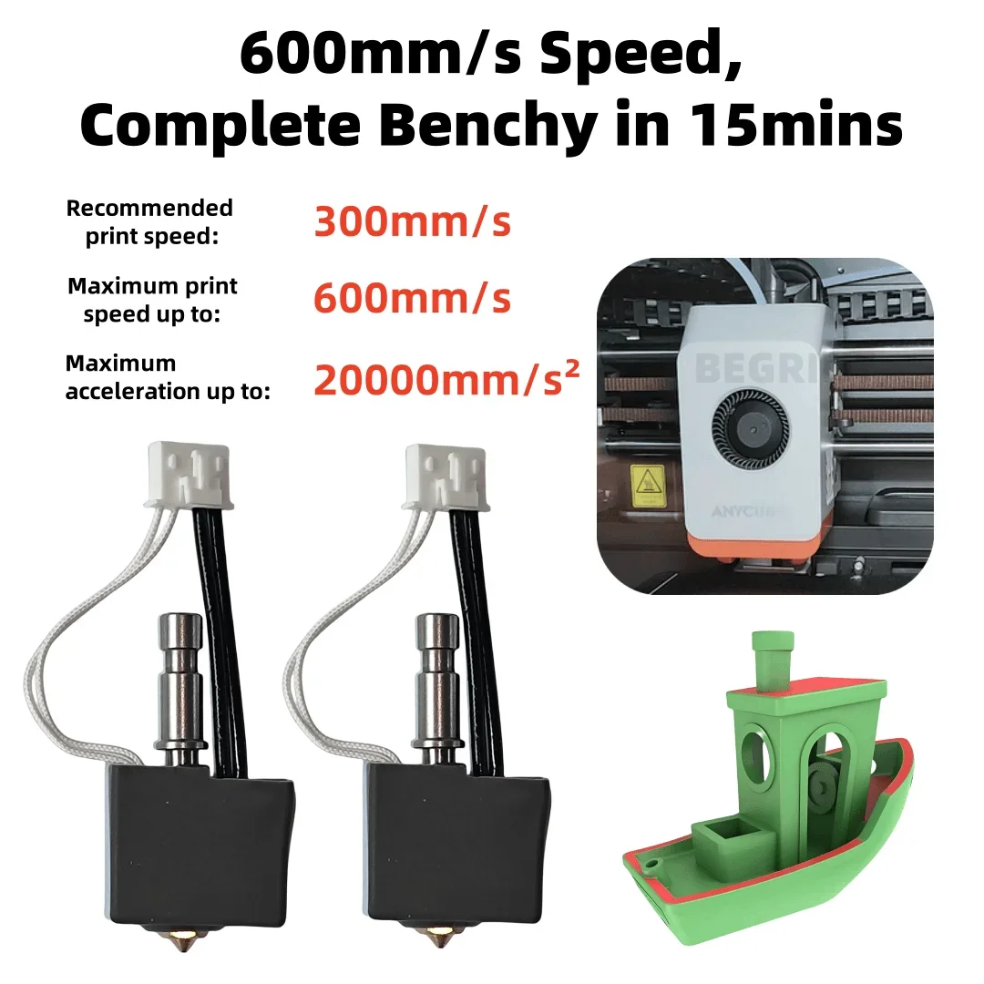 Kit Hotend Anycubic Kobra S1/S1 Combo: Bico de Aço Temperado e Latão, Acessório de Impressão de Alta Velocidade 24V 50W, Compatível com Anycubic Kobra S1C - Image 4