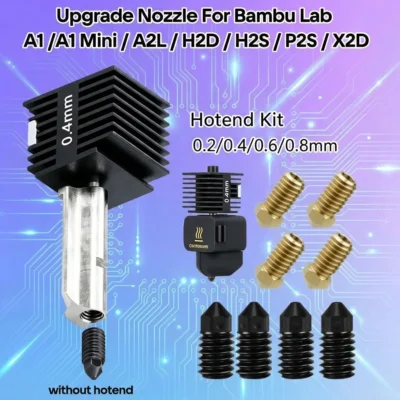 Bico de Atualização para Bambu Lab A1/A1 Mini/A2L/H2D/H2S/P2S/X2D, Bico de Aço Endurecido e Latão para Kit Hotend Bambu Lab, Peça de Impressora