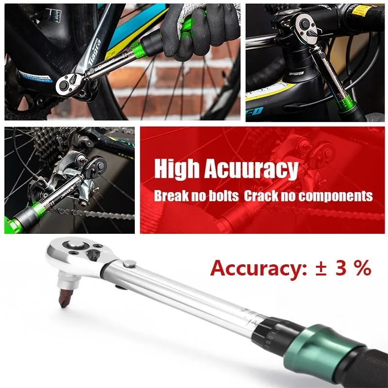 Juego de llaves dinamométricas de doble escala con tracción de 1/4 pulgadas, 2-24N.m, llave de tubo para bicicleta de montaña, Kit de caja de herramientas de reparación de trinquete para motocicleta y bicicleta - Image 3