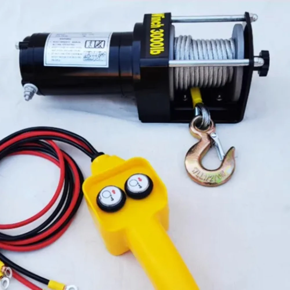 Guincho elétrico, carro 12V, talha elétrica 24V, guincho elétrico para veículo, guincho montado em veículo, guindaste pequeno, 3000 libras - Image 3