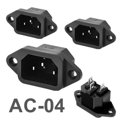5/20 pces AC-04 pino de cobre conector elétrico tomada ac 3 pinos plugue macho tomada de alimentação ac04 conector de montagem em painel