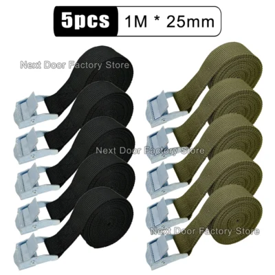 5 pçs 1m fivela tie-down cinto correias de carga para carro motocicleta bicicleta com fivela de metal corda de reboque cinto de catraca para bagagem 2 cores