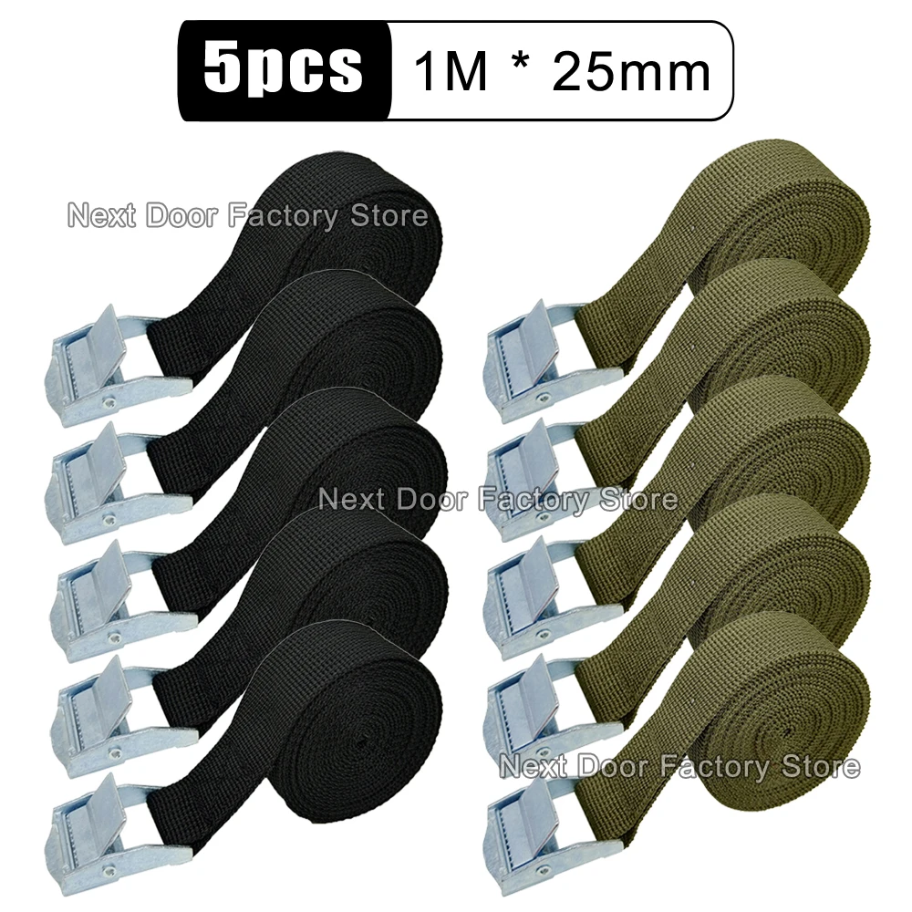 5 pçs 1m fivela tie-down cinto correias de carga para carro motocicleta bicicleta com fivela de metal corda de reboque cinto de catraca para bagagem 2 cores