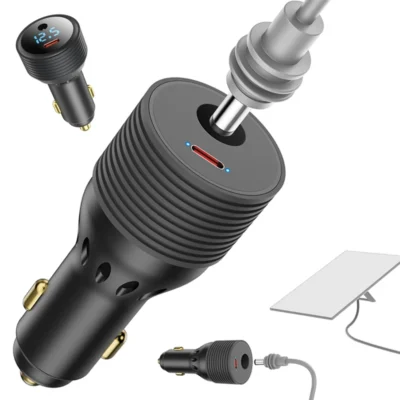Carregador Veicular 2 em 1 para Starlink Mini, Adaptador de Carro 12V-24V, Potência 90W DC30V-3A 45W, Adaptador Tipo-C para Acendedor de Cigarros, Acessórios Automotivos