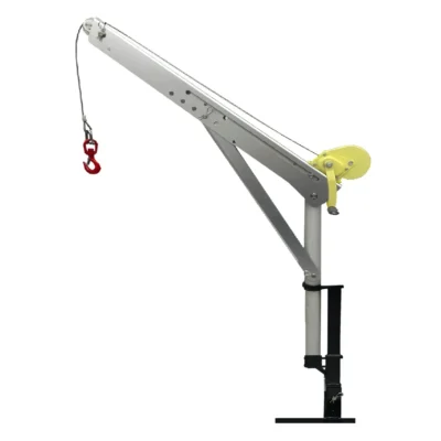 Mini guindaste portátil manual/elétrico 400-800kg, lança telescópica, guindaste móvel, engrenagem de rolamento, guindaste pequeno, captador de reboque davit usado