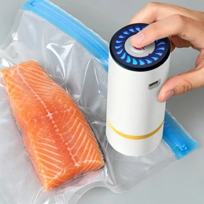 Mini Seladora a Vácuo Elétrica com Bomba de Ar para Conservação de Alimentos, Seladora de Sacos a Vácuo Recarregável, Máquina Automática de Compressão a Vácuo