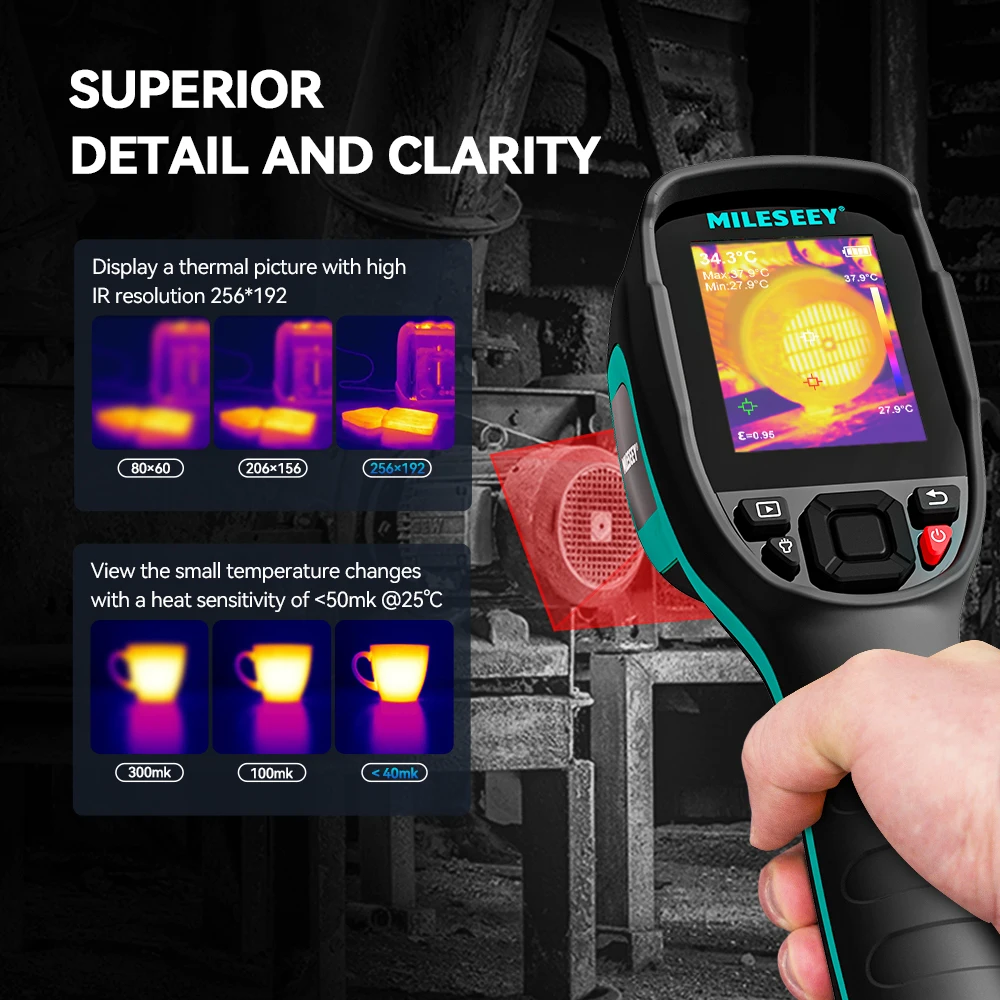 Mileseey TR256B TR20 IR Thermal Imager Camera 256*192 Resolution 7 Palettes with 2MP Visual Light 50HZ 13 Languages NETD 40mK - Image 4