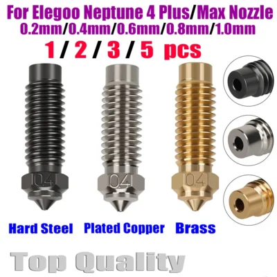 Bicos para elegoo netuno 4 plus bocal elegoo netuno 4 max bocal 0.2 0.4 0.6 0.8 1.0mm latão cobre banhado aço endurecido