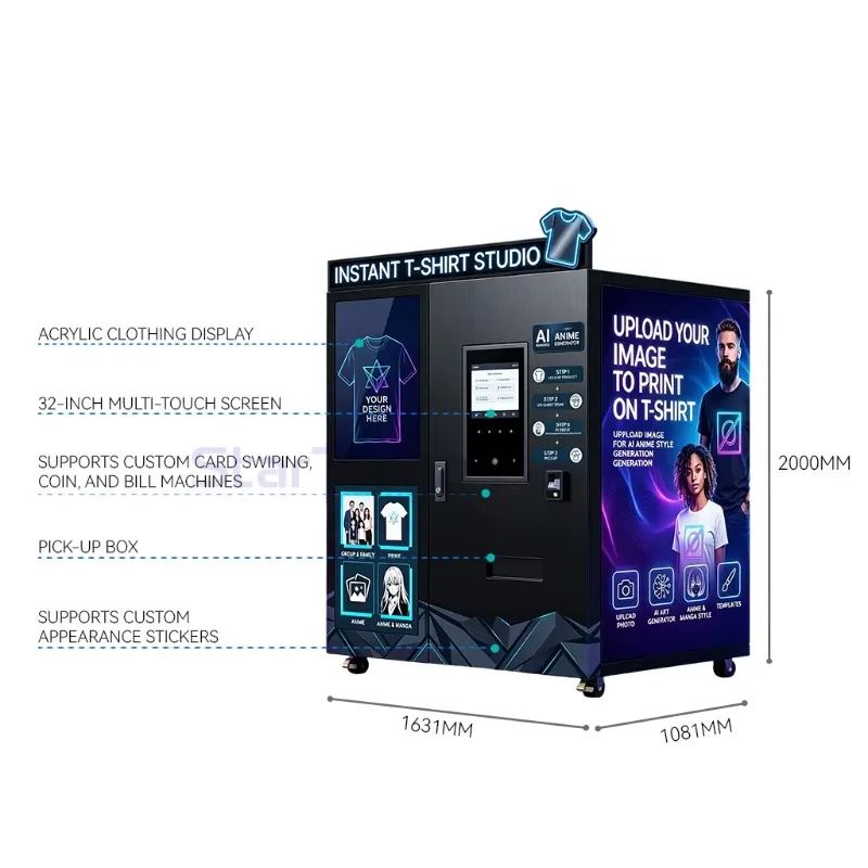 Máquina Expendedora de Ropa Inteligente con Pantalla Táctil Electrónica para Personalizar con Texto y Patrones DIY - Image 6