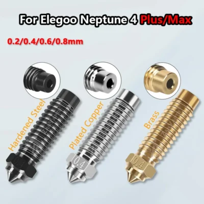 Para elegoo netuno 4 plus/4 max bocais 0.2/0.4/0.6/0.8mm bocal de bronze cobre banhado aço endurecido bocais de alta velocidade