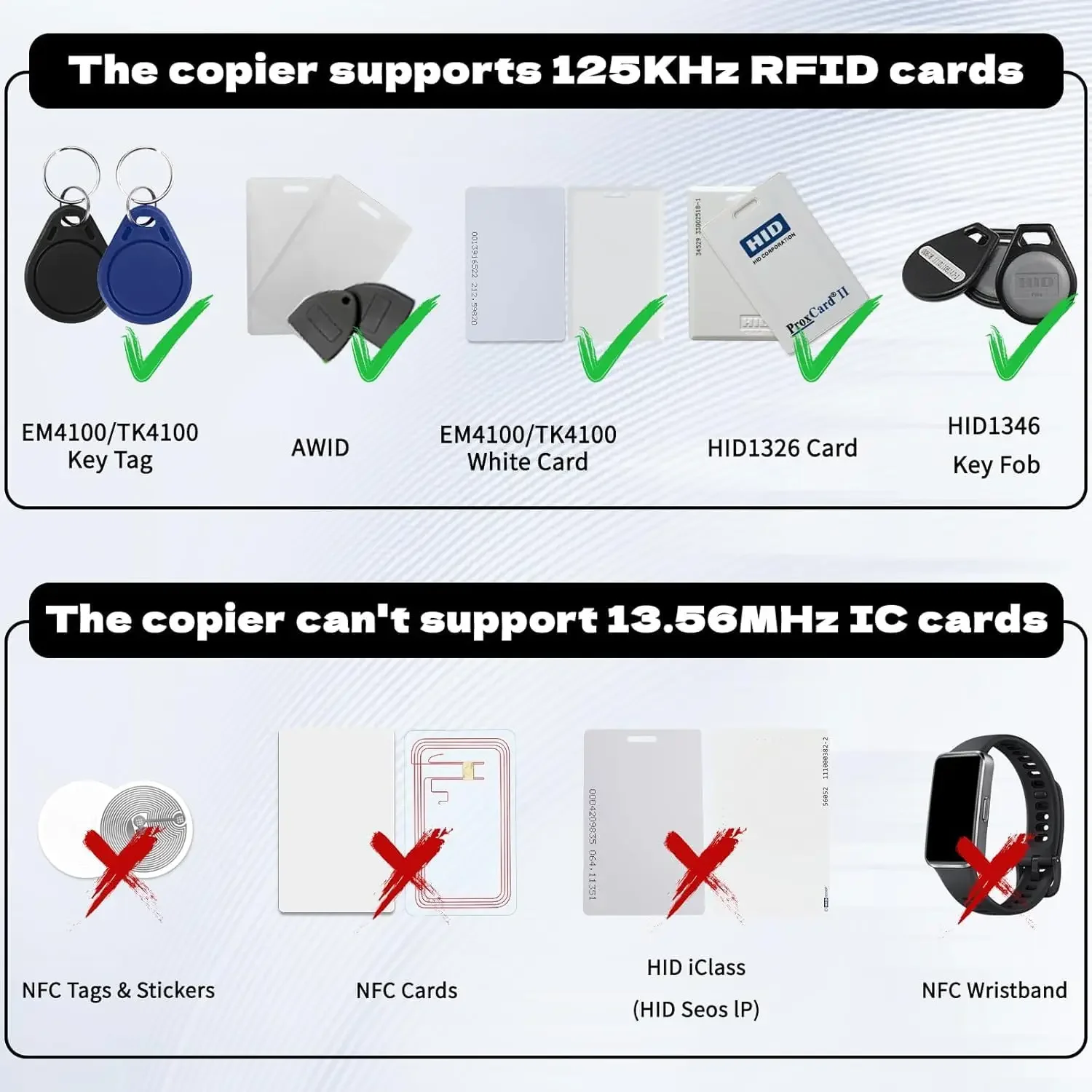 Portable 125KHz EM4100 RFID Card Duplicator Handheld ID Writer Copier with 2Pcs Rewritable T5577 Keyfob Tags - Image 4