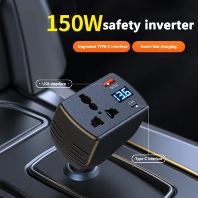 Inversor 2025 150W DC 12V para DC 220V, Adaptador Conversor de Voltagem para Carro com Carregador USB