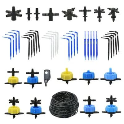 Conta-gotas para irrigação por gotejamento de jardim, conector de tubulação de água de 1/8 ", 2/4, 4/7mm a 3/5mm, mangueira curva, emissor de seta, gotejador de rega