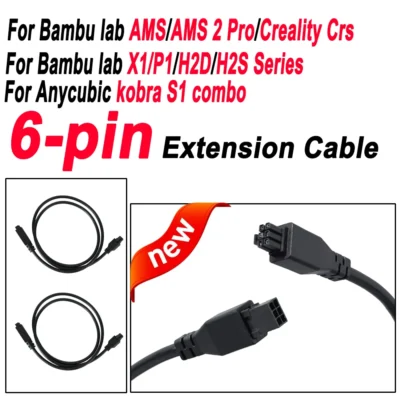 NEW Extension Cable For Bambu Lab AMS/AMS 2 Pro/Creality CFS X1/P1/H2D/H2S Series/Kobra S1 Combo 1-1.5M 6-pin Extension Cable