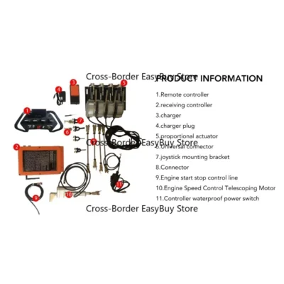 Controle Remoto Sem Fio à Prova d'Água para Válvula Hidráulica de Guindaste 8-35V com 4 Joysticks, Bateria de Polímero de Lítio e Motor de Plástico