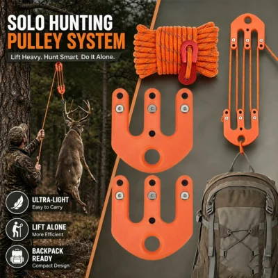 Sistema de Polias Portátil para Caça Individual, Equipamento de Elevação Ultraleve com Corda de Nylon para Camping e Transporte de Cargas Pesadas
