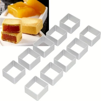 Conjunto de molde de torta de abacaxi de 10 peças-liga de alumínio premium, moldes quadrados para uso doméstico, suprimentos de cozimento