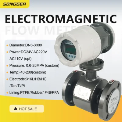 Medidor de Vazão Eletromagnético para Líquidos com Display Digital Alta Precisão Conexão Flangeada Sensor de Fluxo Industrial para Água e Fluidos