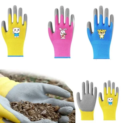Crianças duráveis à prova dwaterproof água luvas de trabalho de jardim antiderrapante crianças segurança quintal luvas de trabalho portátil suprimentos de jardim luvas de jardinagem