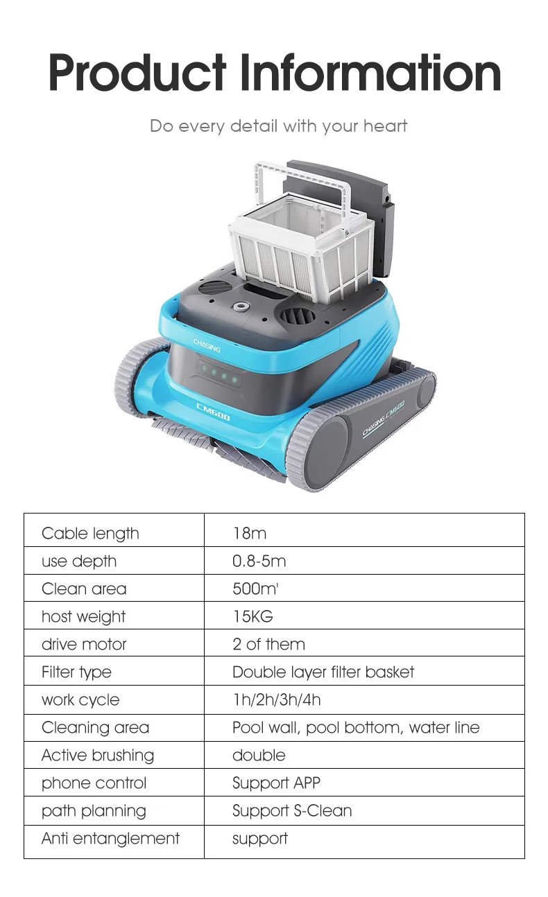 Aspirador de Piscina CM600 com Cabo de 25 Metros e Acessórios para Escalada de Paredes - Limpeza de Piscinas - Image 8
