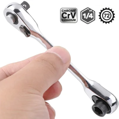 Mini chave de catraca de cabeça dupla 1/4 Polegada unidade soquete chave de fenda bit driver liberação rápida chave de catraca ferramentas manuais