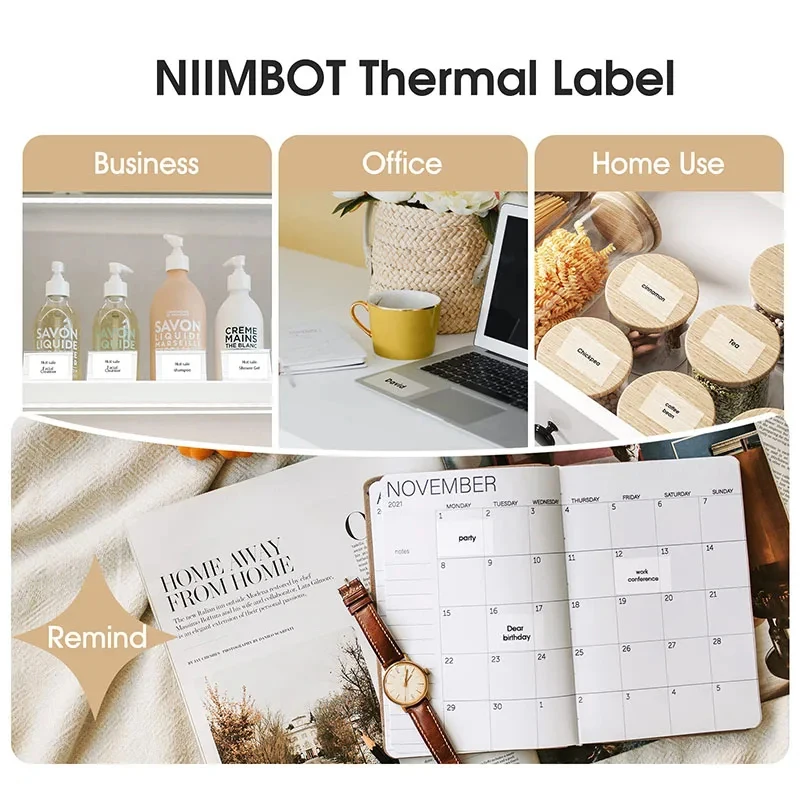 Niimbot b1 adesivo branco 3/5/10 rolos de papel à prova d'água etiqueta adesiva branca anti-óleo para b1 b21 mini fita de impressora térmica - Image 4