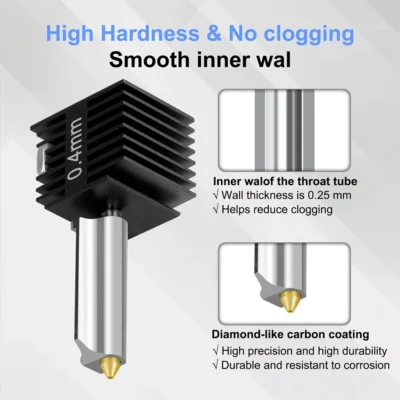 Kit Hotend para Bambu Lab A1/A1 Mini, Bico de Aço Inoxidável DLC Dourado de 0.2/0.4/0.6/0.8mm, Hot End para Peças de Impressora 3D Bambulab A2L