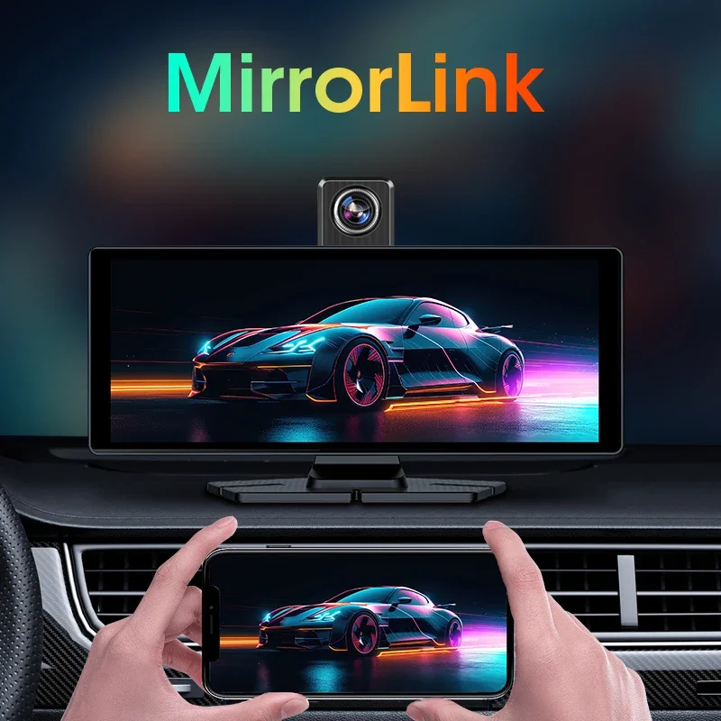 JMCQ Câmera de painel 4K de 10,2 polegadas com Carplay e Android Auto, gravador de vídeo DVR para carro, rotação 360, lente dupla, Wi-Fi 5G, GPS, FM e Bluetooth - Image 5