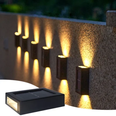 Luz solar ao ar livre para cima e para baixo arruela de parede luz à prova dwaterproof água lâmpada solar para jardim rua paisagem varanda quintal varanda decoração