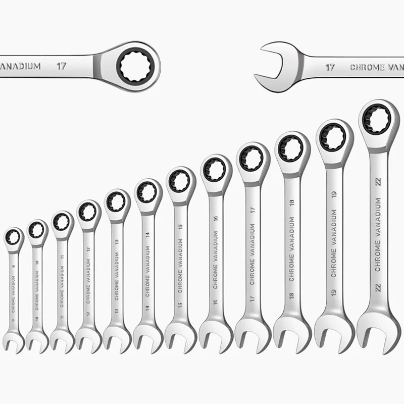 Ratcheting Combination Wrench Set, Open End Spanner, Fit para Garagem, Home DIY Reparação, Manutenção, Caixa de 12 Pontos - Image 2
