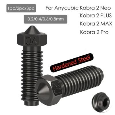 Bicos Volcano para Anycubic Kobra 2 Neo, Bico de Aço Temperado de Latão 0.4mm para Anycubic Kobra 2 Pro/Plus 0.2 0.6 0.8mm