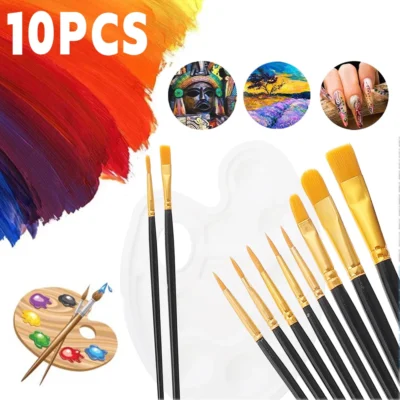 Kit de Pincéis para Pintura em Tela com Cerdas Macias de Nylon, Alta Precisão para Detalhes e Grandes Áreas