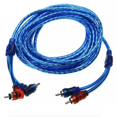 Cabo de áudio automotivo de cobre puro, modificação do sistema de áudio do carro, amplificador subwoofer, 2 rca para 2 rca, cabo de sinal de fio