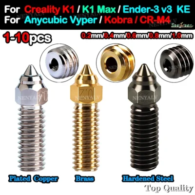 Bicos para creality ender 3 v3 ke k1/k1 max CR-M4 bocal latão banhado a cobre aço endurecido bocais de impressora 3d fluxo alto