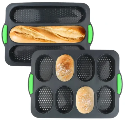 Dois Tipos de Formas de Silicone para Assar Bolos, Bandejas para Pão Francês e Hambúrguer, Antiaderentes e Fáceis de Desenformar, Silicone de Grau Alimentício, Adequadas para Pão de Forma, Sanduíches, Hambúrgueres, Bag