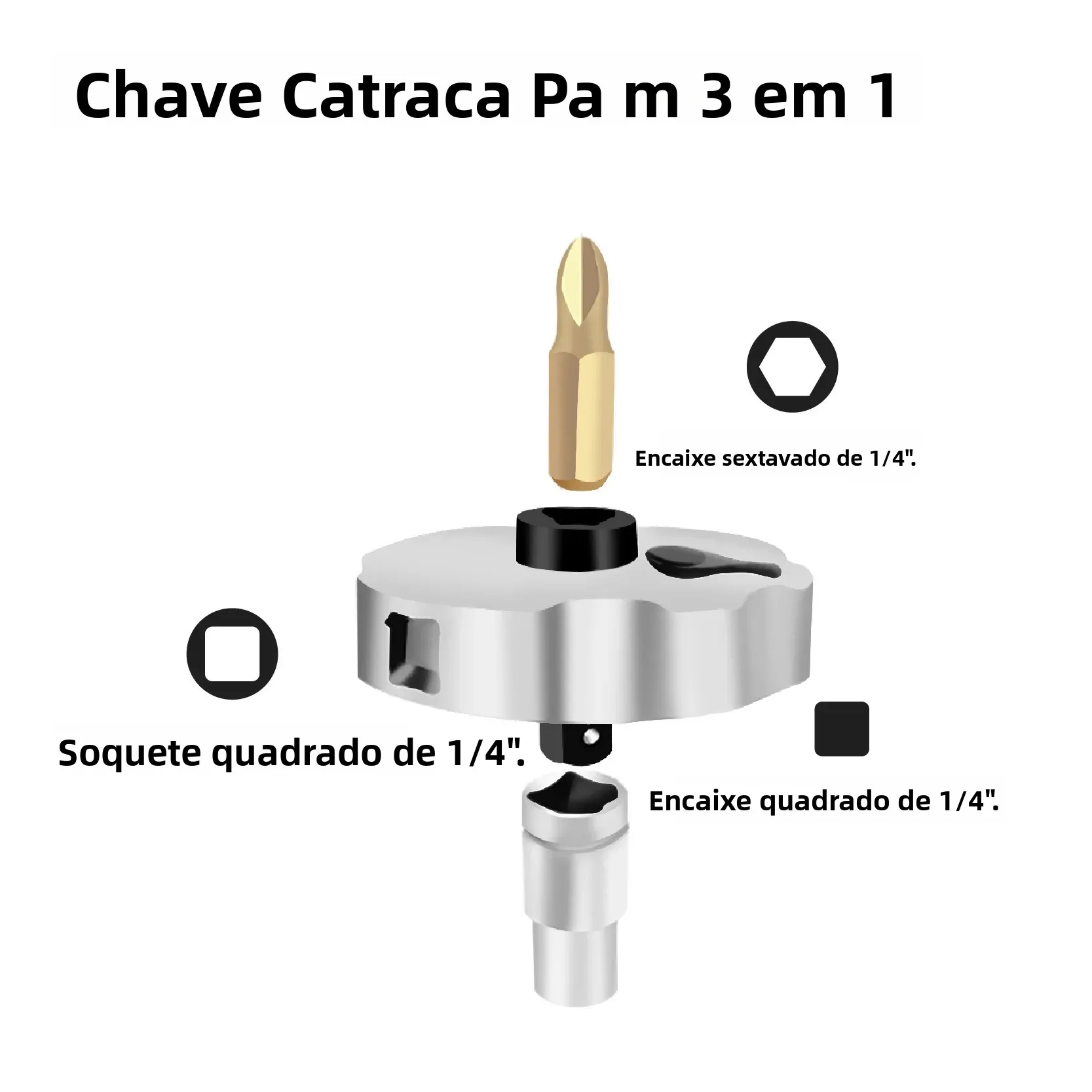 Chave de Catraca de Roda Dupla Função 2 em 1 MacWork 1/4 pol. Manivela de Catraca Dupla com Cabeça Mini para Uso com os Dedos - Image 4