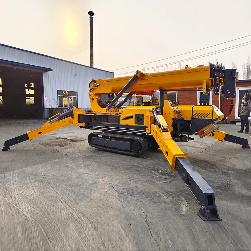 Grue de construction hydraulique télescopique personnalisée de 3 tonnes, grue mobile araignée, mini grue araignée sur chenilles